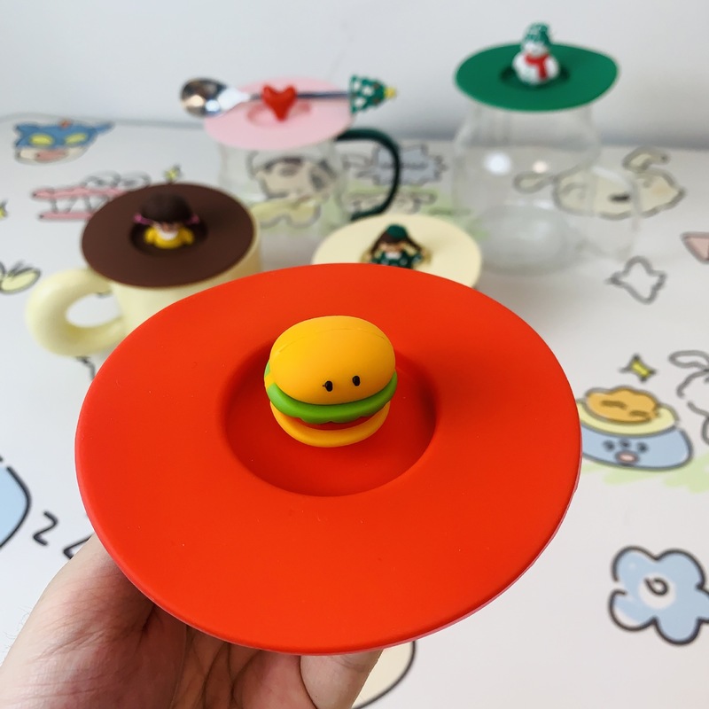 漫画立体シリコンカップカバー食品級汎用防塵カップカバー耐高温セラミックマグカップカバーティーカップ蓋|undefined