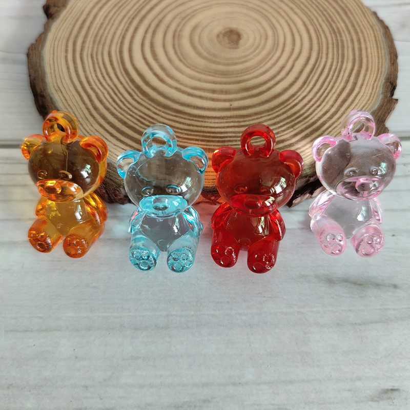 Colorful acrylic transparent 3D bear accessory DIY hanging hole phone chain bag keychain pendant accessory Colorful acrylic transparent 3D bear accessory DIY hanging hole phone chain bag keychain pendant accessory