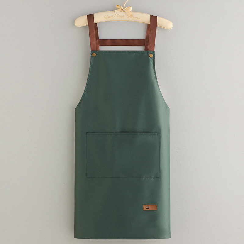エプロン防水防油ストラップ純色大ポケットキッチン料理レストラン家庭用男女作業服カスタムロゴ|undefined