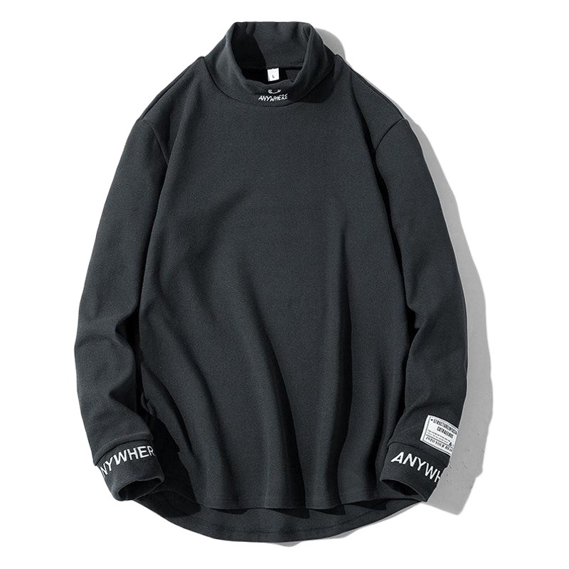 Otoño e invierno camiseta de manga larga para hombre 2024 nueva marca de moda estilo coreano de terciopelo camisa de fondo suelta ropa superior ropa juvenil para hombre