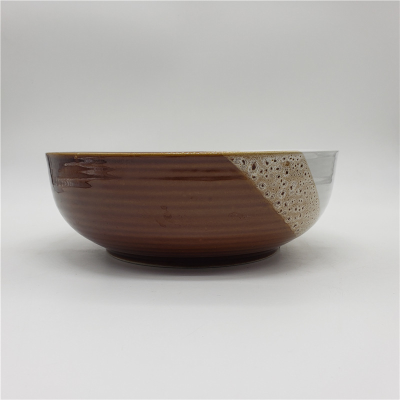 Promotional Thickeneded Coarse Pottery Two-Color Ceramic Large Bowl Commercial Household Special Bowl Painted Ramen Boiled Fish Pickled Fish