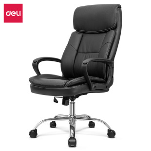 Deli 4913s office chair high density sponge cushion high quality PU leather boss chair main tube chair