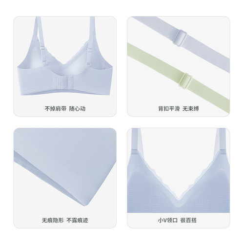 [High quality] Ultra-thin cool underwear for women, comfortable, seamless, soft support, beautiful back, large size breathable bra