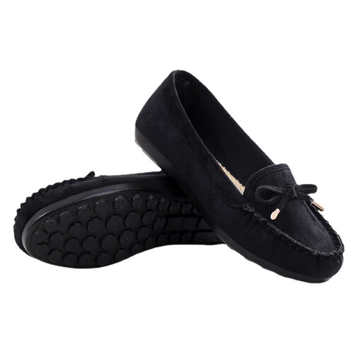 Polyurethane bottom old Beijing style women's moccasin shoes, versatile flat shoes with bow tie, suede casual Mary Jane single shoes for women