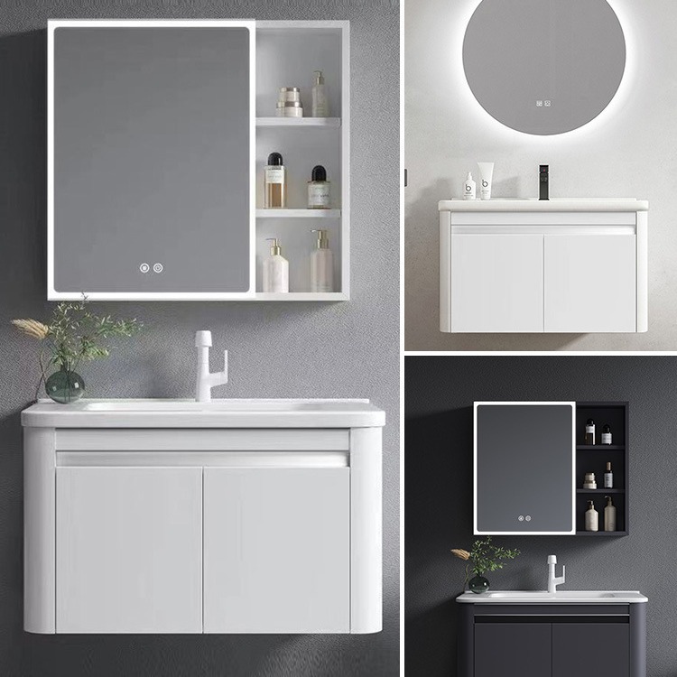 Engrosada panal de aluminio redondeado gris blanco baño gabinete de cerámica integrado Lavado de Manos lavabo combinación lavabo