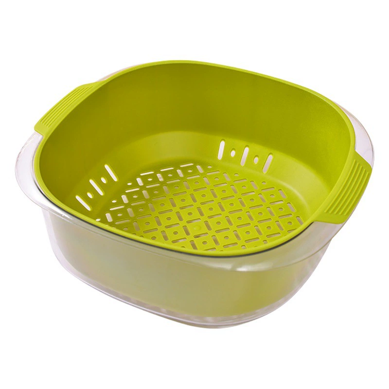 Кухонная корзина для слива Многофункциональная двухслойная Бытовая пластиковая утолщенная полая корзина для мытья воды для слива фруктов и овощей большой емкости
