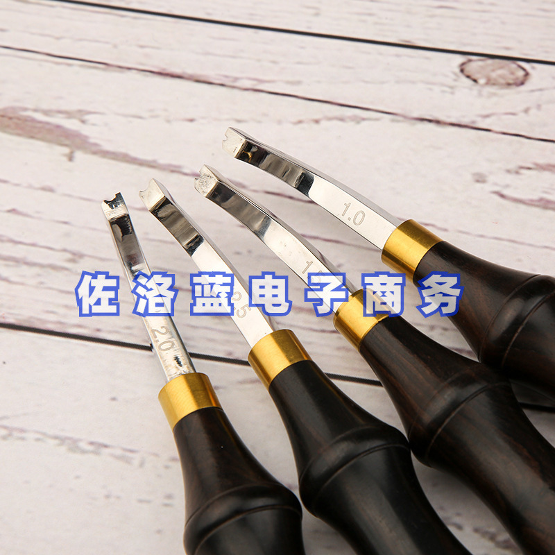 手作り革製品黒檀ハンドルアーチ型押しエッジ1-2.5mmレザートリムツールエッジツール|undefined