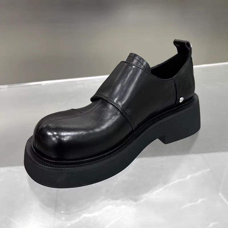 Chaussures décontractées ShoeVault British Commuter à enfiler, style derby à semelle épaisse en cuir, pour homme, rehaussant la silhouette._voghion.com