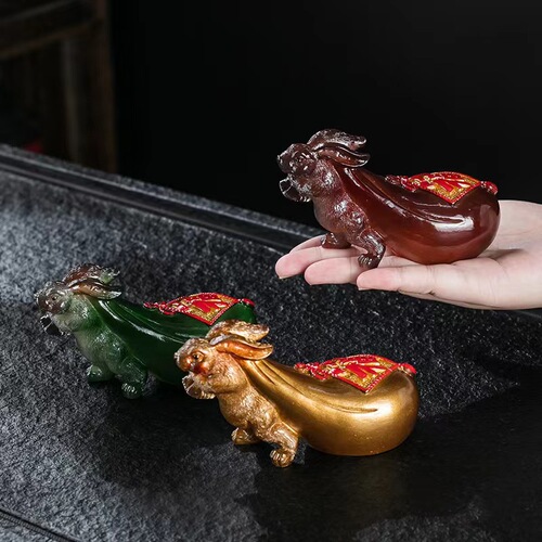 Color-changing tea pet mini rabbit wealth charm decorative tea table tea stand, resin, cute, Gongfu tea set, gift wholesale