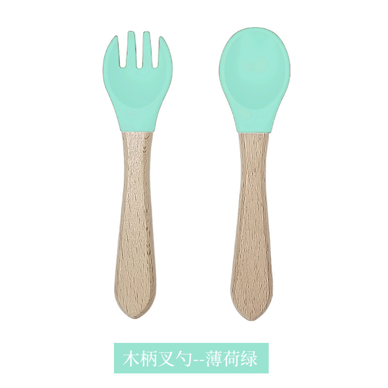 나무 실리콘 포크와 스푼