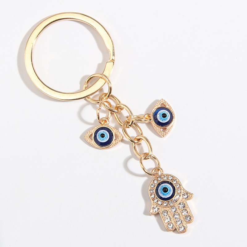 Cross-Border Hot Sale New Heart-Shaped Palm Water Drop Evil Eye Pendant Accessories Keychain Key Ring Manufacturer_voghion.com