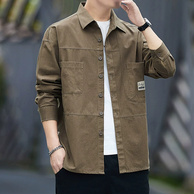 Осенние мужские рубашки с длинными рукавами хлопчатобумажные рубашки осенние маленькие кардиганы рубашки мужские свободные дикие топ