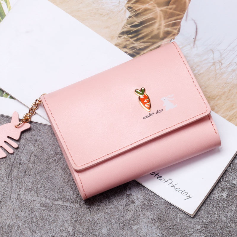 Ins Short Wallet Women's 2022 New European and American Fashion Simple Solid Color Three-fold Distinctive Cute Fresh Wallet