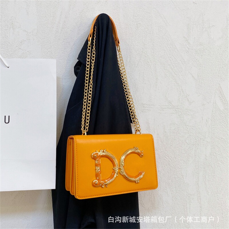潮流跨境时尚链条女包新款百搭小众纯色字母糖果色日常单肩斜挎包|undefined