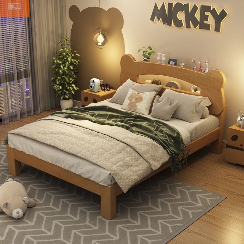 Solid Wood Bed, Beech Solid Wood Bed, Children's Bed, 1.5m Luminous Bed, 1.35m Single Bed, 1.2m Double Bed Solid Wood Bed, Beech Solid Wood Bed, Children's Bed, 1.5m Luminous Bed, 1.35m Single Bed, 1.2m Double Bed