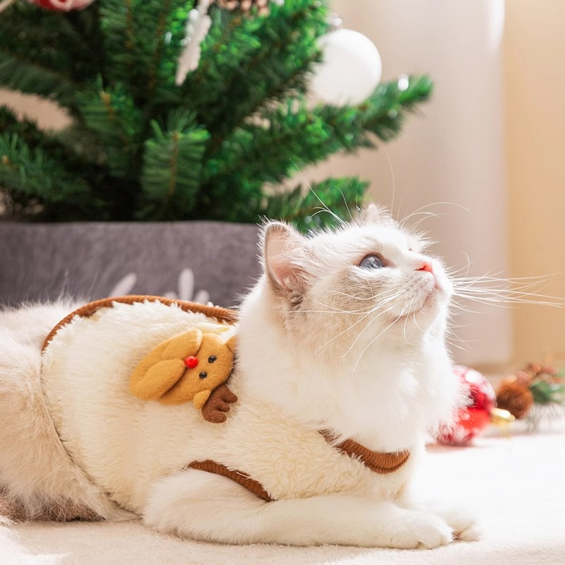 Otoño y invierno perros de Navidad alces cálidos chalecos de peluche accesorios de Papá Noel gatos Teddy Bear mascotas ropa de perro