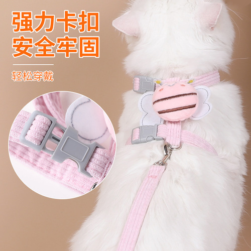 Pet Supplies Cat Harness Back Harness Leash Breathable Small Dog Puppy Leash Walking Cat and Dog Leash Cartoon Honeybee
