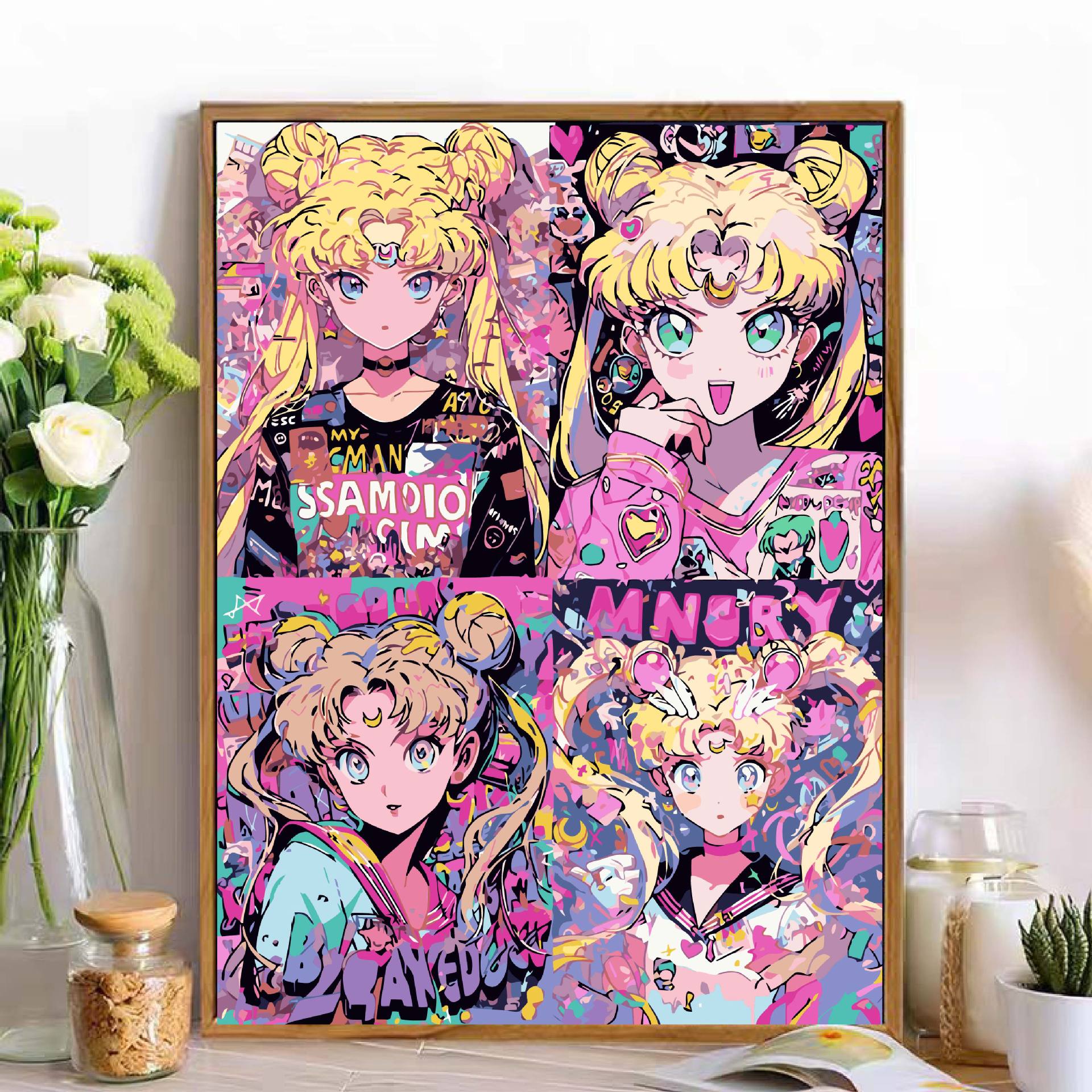 Sailor Moon pinturas digitales pinturas a óleo DIY pinturas a color pinturas acrílicas pintadas a mano pinturas decorativas animados
