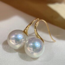 G18k厚金高跟鞋珍珠耳环 11-12mm正圆镜面光泽爱迪生珍珠耳钩自留