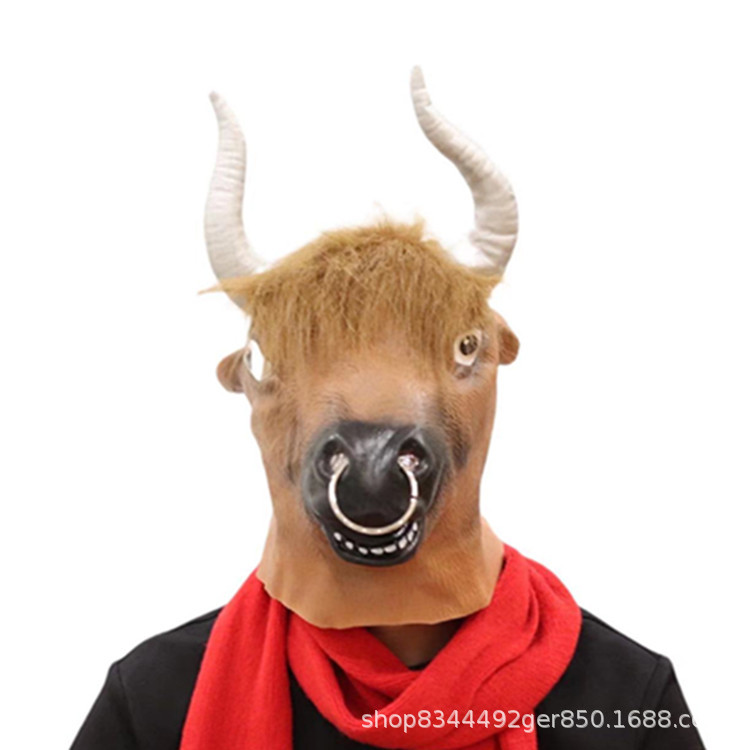 Cubierta de la Cabeza de Vaca máscara animal Oro Negro vaca marrón caballo lindo dibujos animados vaca diablo Halloween mascarada accesorios de rendimiento
