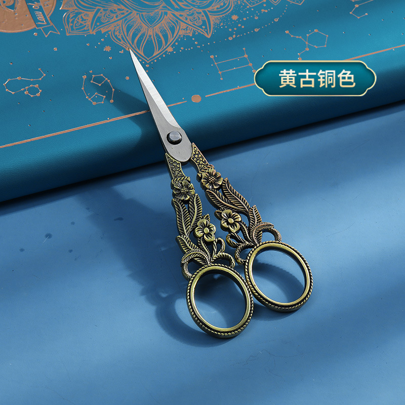 Narciso retro tijeras pequeñas tijeras de bordado hecho a mano tijeras de punto de cruz mano cuenta de acero inoxidable tijeras de hilo tijeras portátiles para el hogar