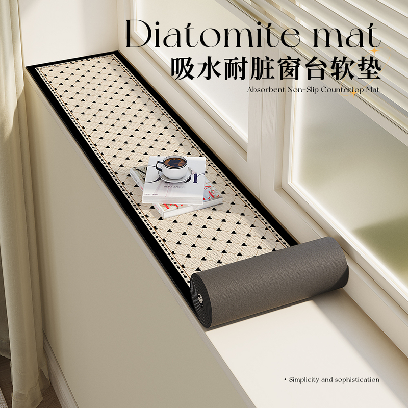 Diatom Mud Absorbent Window Sill Mat Narrow Renovation Bay Window Mat Balcony Edge Decoration Non-Slip Oil-Proof and Dirt-Resistant Window Sill Mat