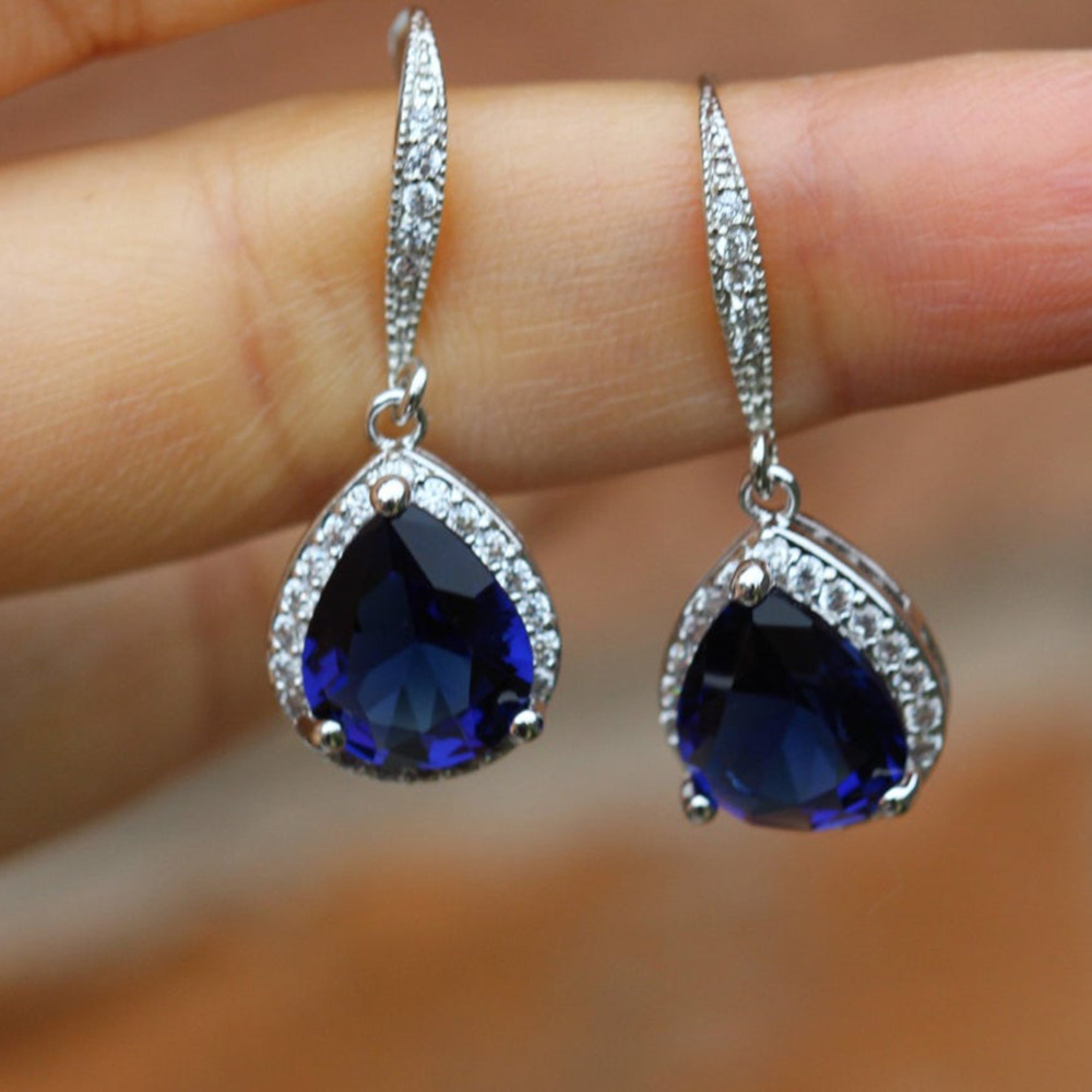 Fashion Full Water Drop Shaped Zircon Copper Earrings Wholesale display picture 3