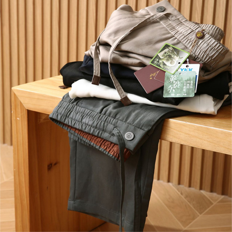 Italian Luxury 2025 Spring and Summer New Vintage Old Money Wind Tencel Linen Blended Cool Breathable Casual Pants 9880