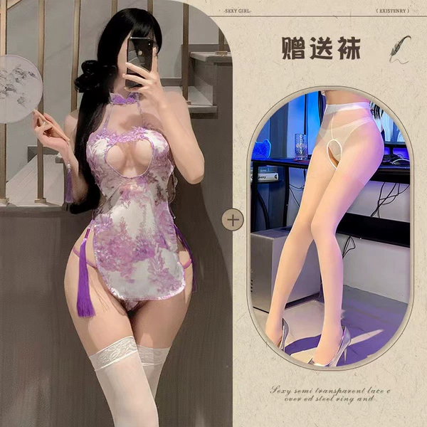 Image set+white open crotch socks