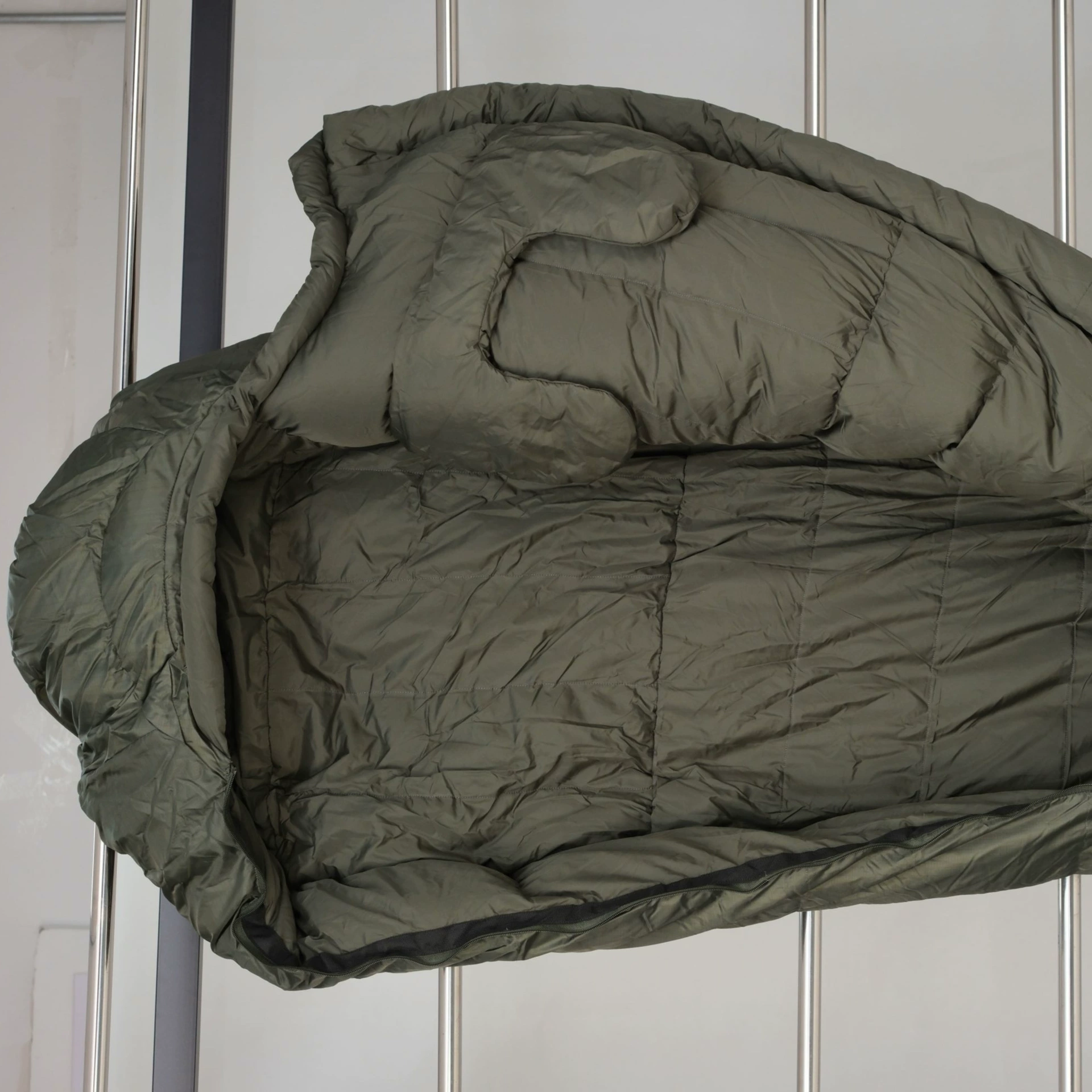 Travel keep warm storage system for camping, winter sleeping bag, increased thickness