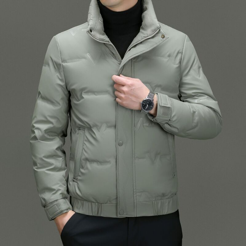 Chiarmani Winter down Jacket Men's Stand Collar Men's Thickened Warm White Duck down Short Casual Jacket Wholesale