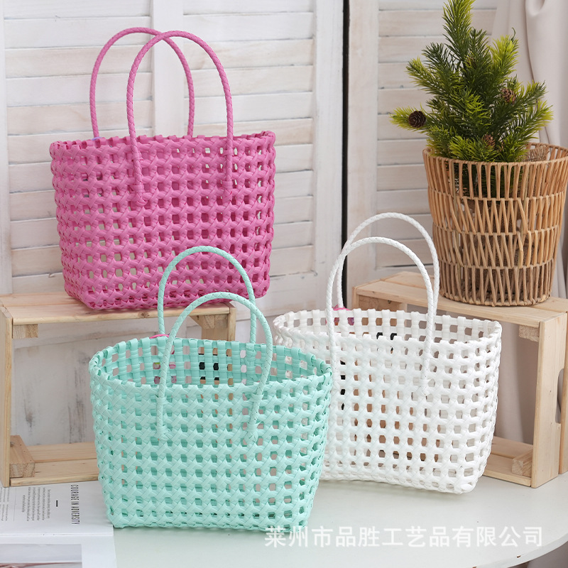 New Colorful Plastic Woven Hollow Woven Bag, Versatile Commuter Handbag, Souvenir, Seaside Beach Vacation Bag for Women
