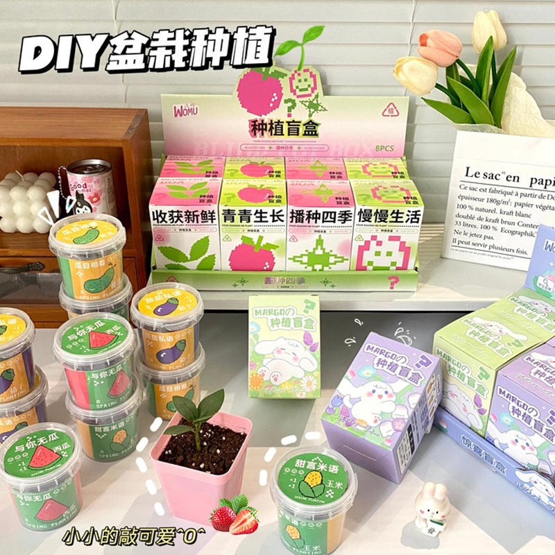 Creative Potted Plant Blind Box Student Desktop Mini Green Plant Small Potted Plant Desk Decoration Ornaments Children's Gift Award