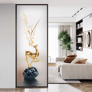 Art Painting Tempered Glass Screen Door Entrance Living Room Shelter Porch Decoration Modern Simple Light Luxury Partition Wall