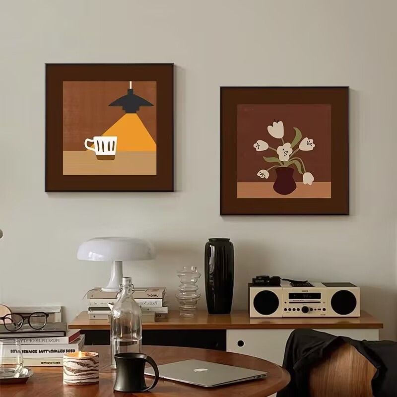 Medieval Style Restaurant Decoration Painting, Interesting Cartoon Animals, Living Room Background Wall Hanging Painting, Retro Niche Art Mural