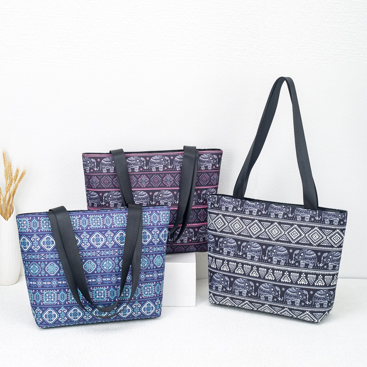 Ethnic double-sided universal shopping bag one shoulder for mother…