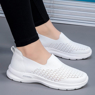 Summer Hollow Breathable Mother's Shoes, White Shoes, Casual Walking Shoes, Women's Lightweight Soft-Soled Shoes for the Elderly, Nurse Shoes, Cross-Border