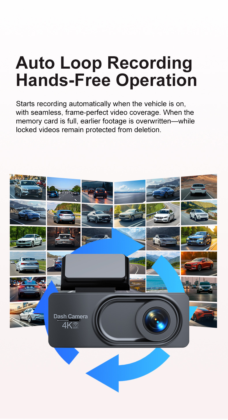 Cross-Border New Product Driving Recorder Hd 4K Front and Rear Dual Recording Mobile Phone Interconnection Gps Driving Track Car 5Gwifi