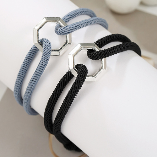 Cross-border fashion beaded bracelet for men, woven band, simple adjustable cord, student jewelry, niche bracelet.