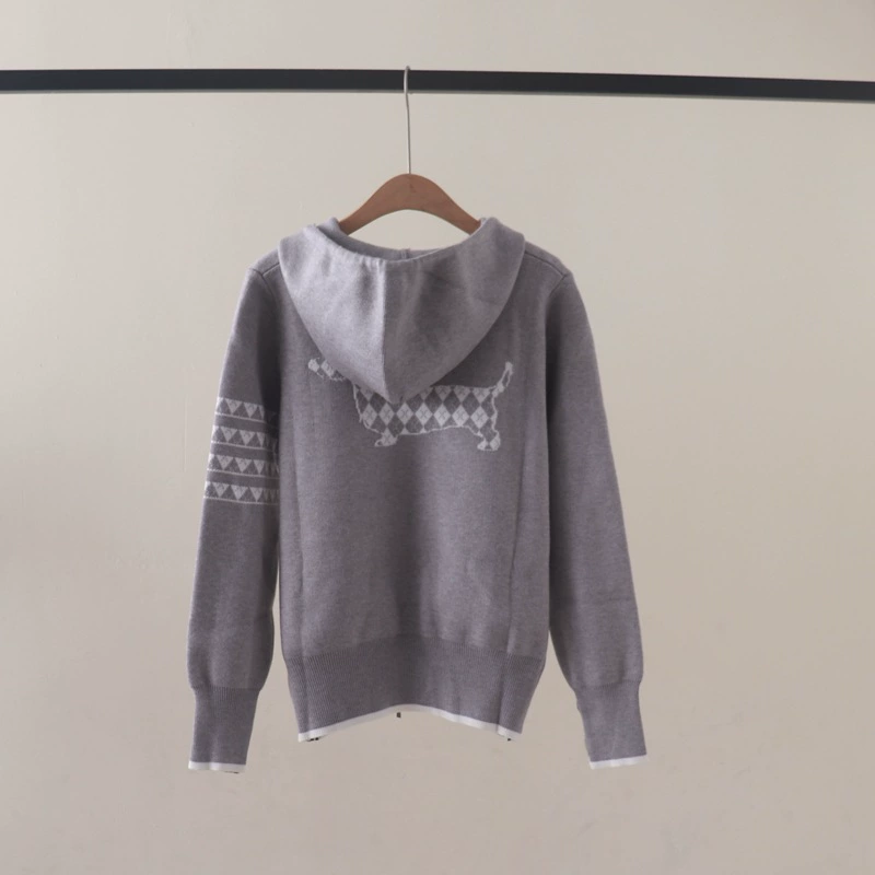 Demi‑season knitted hooded jacket, long sleeve with drawstring, sizes S–L