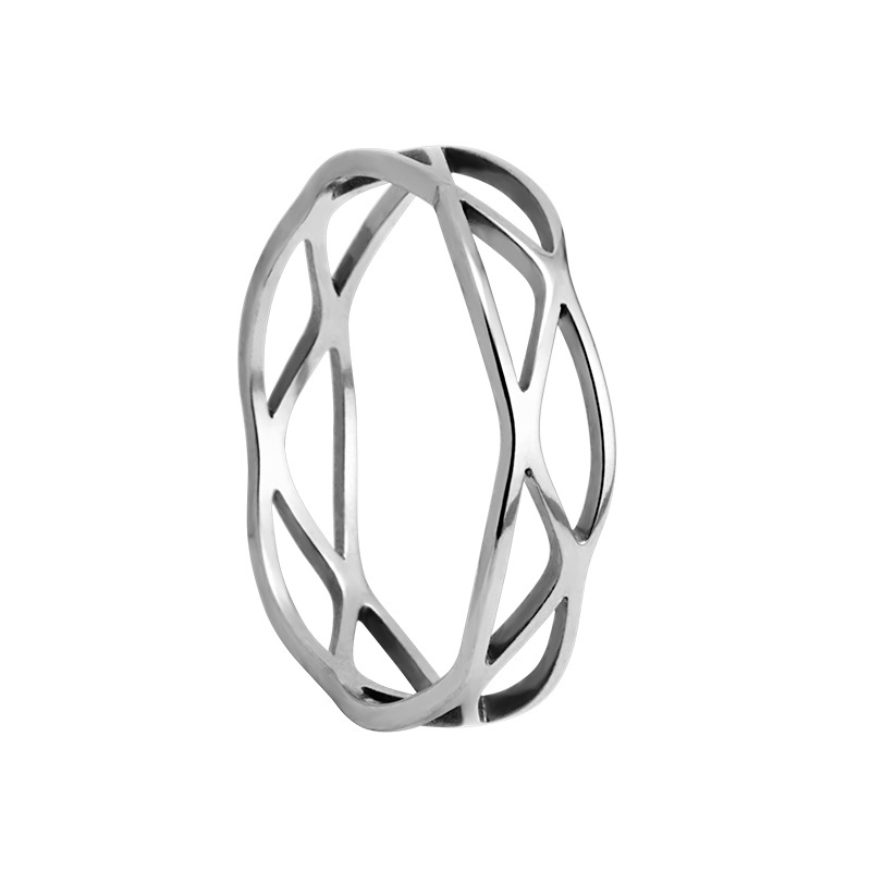 Hollow Out Gender Vacation Classic Style Solid Color Titanium Steel Plating Hollow Out Rings Men Band Rings