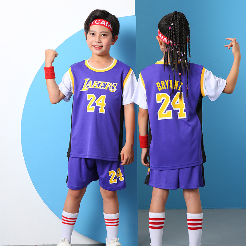 子供バスケットボールユニフォームスーツ No.24 ベストスポーツスーツ幼稚園パフォーマンススーツ速乾性子供の子供の日のバスケットボールユニフォーム|undefined