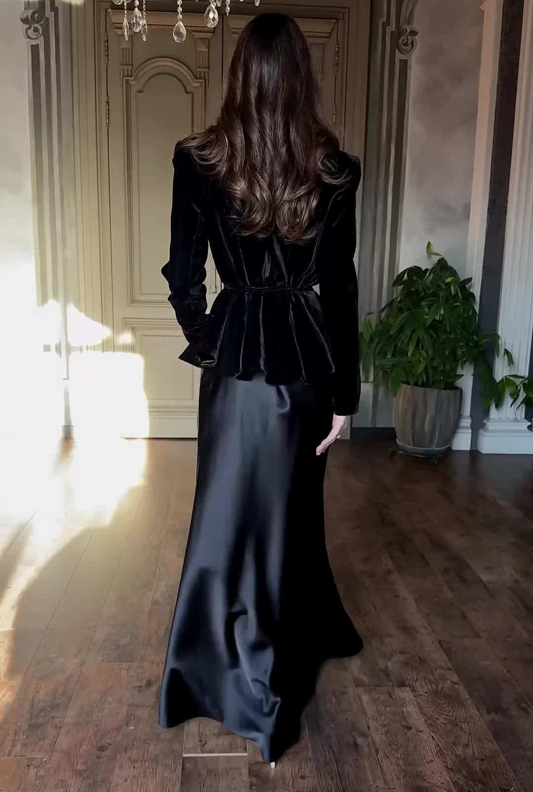 Women's Velvet Suit Jacket And Skirt Set New Fashion_ecoleips.com