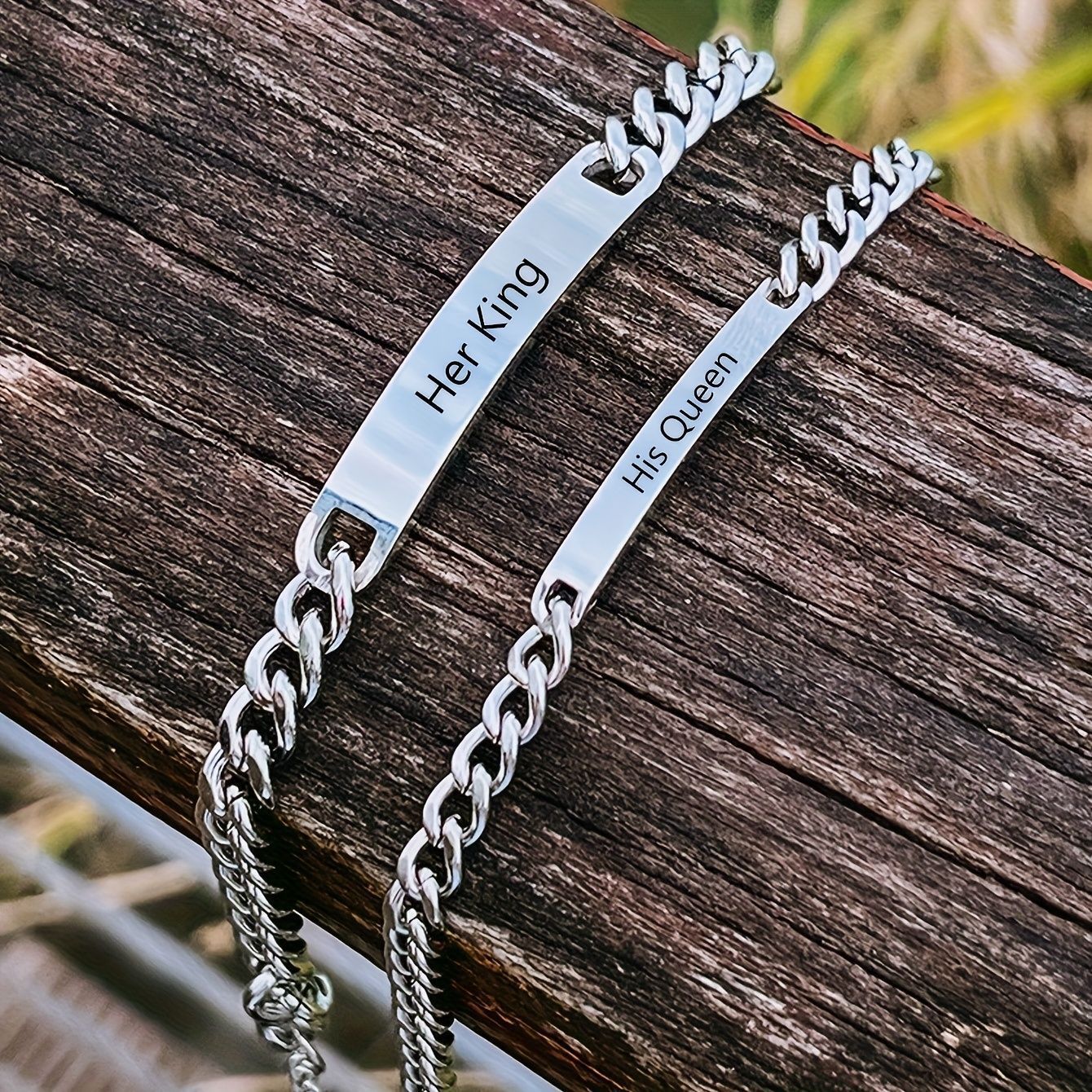 Amazon Cross-Border Popular Stainless Steel Adjustable Trendy Personalized Fashion Engraving Couple Bracelets Ready for Sale