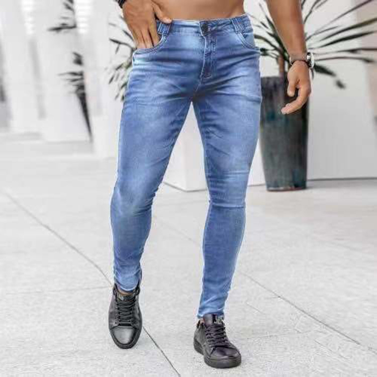 Men's Clothing new denim men's pants cross-border ins trend black slim fit high waist denim small leg pants men_voghion.com