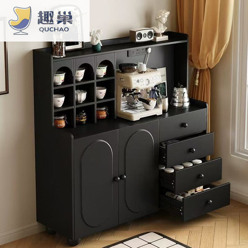 Solid Wood Sideboard Tea Cabinet Integrated Wall-Mounted Small Living Room Cupboard French Storage Storage Cabinet Coffee Machine Cabinet