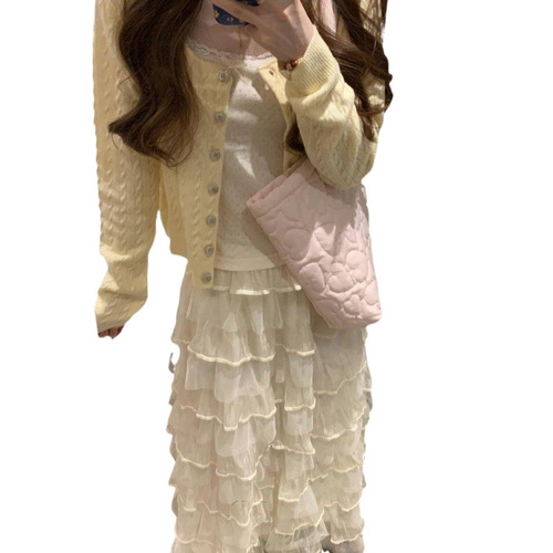 Summer Ballet Net Puffed Cake Dress for Women, Spring and Autumn New Sweet and Slimming Layered French Semi-Body Skirt