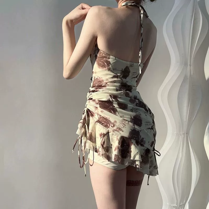 Новый купальник 2024 года женский монокласс юбка принтом складки, Slimming Beach Vacation Boxer высококачественный купальный костюм
