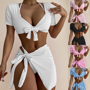 Voice of the Sea Swimwear Foreign Trade 2022 New bikini Striped European and American Sexy Four-piece Swimsuit Women bikini