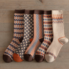 組合裝襪子女秋冬雙針雙路長襪無線頭女襪加厚保暖美拉德色系堆堆